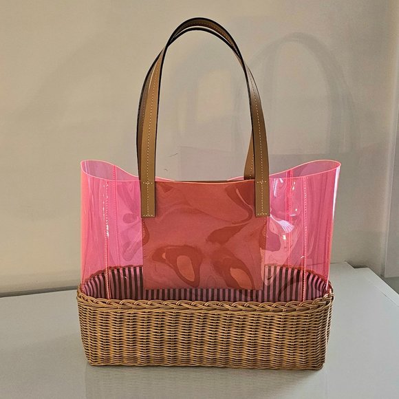 FRANCIS VALENTINE Wicker Pink Iridescent Tote - Picture 1 of 10